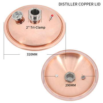 φ325mm-2 inch Tri-Clamp(For 20/22/25/30L Pot) Distiller Copper Lid/Cover - Hooloo Distilling Equipment Supply