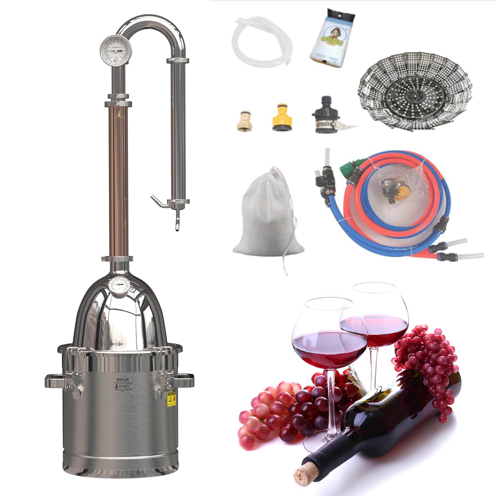 HOOLOO 5.8Gal /22L Alcohol Distiller for Home Distilling Kit Stainless