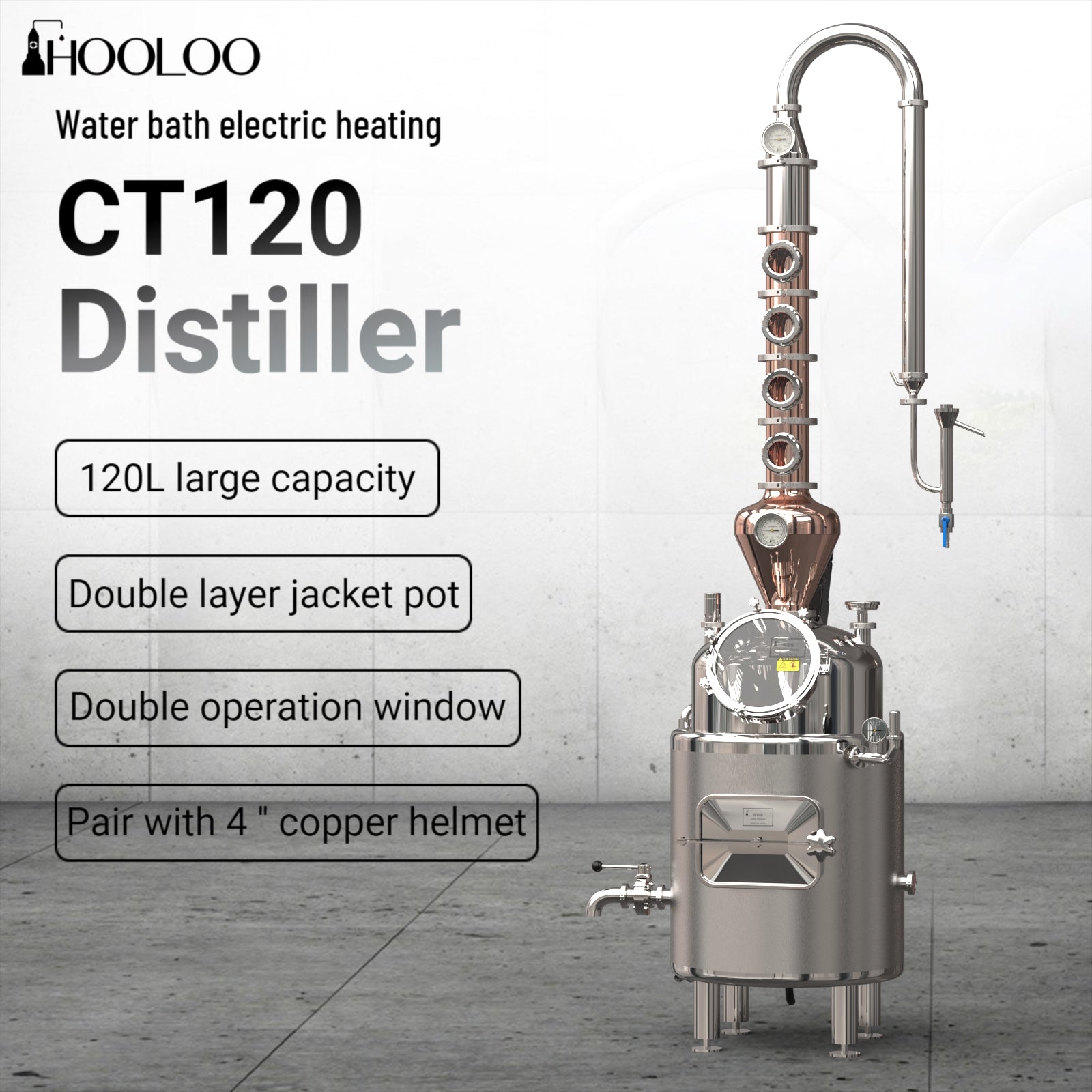 CT/CS120 Water Bath Jacketed Distiller(FOB price) - Hooloo Distilling Equipment Supply