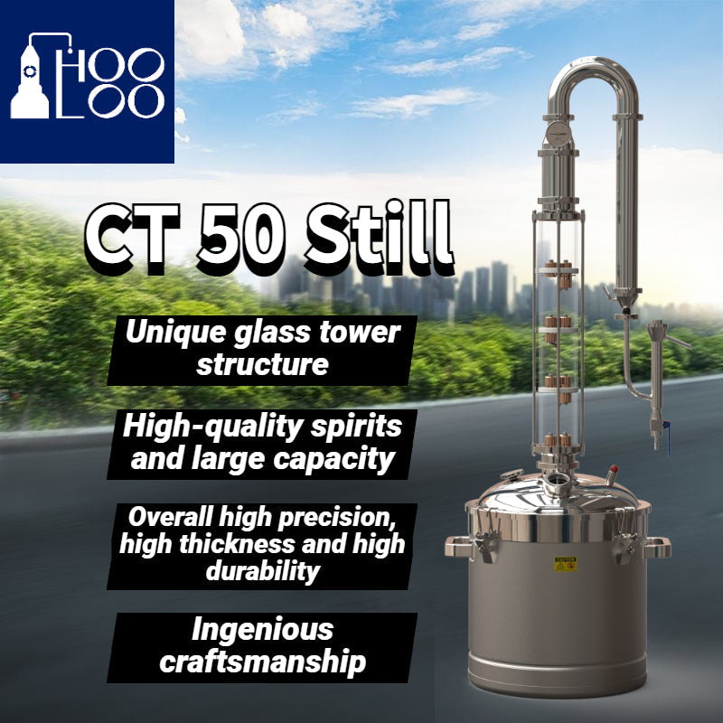 50L Glass Column Stainless Steel Lid Distiller(CT50SsP) - Hooloo Distilling Equipment Supply