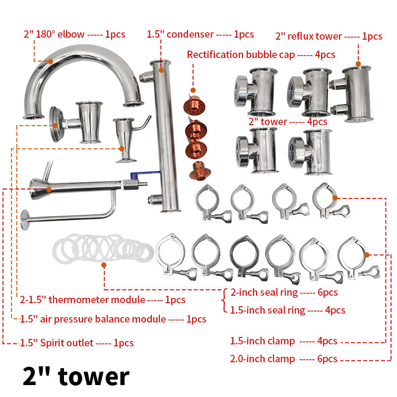 2/3/4 inch Stainless steel Column Kit - Hooloo Distilling Equipment Supply