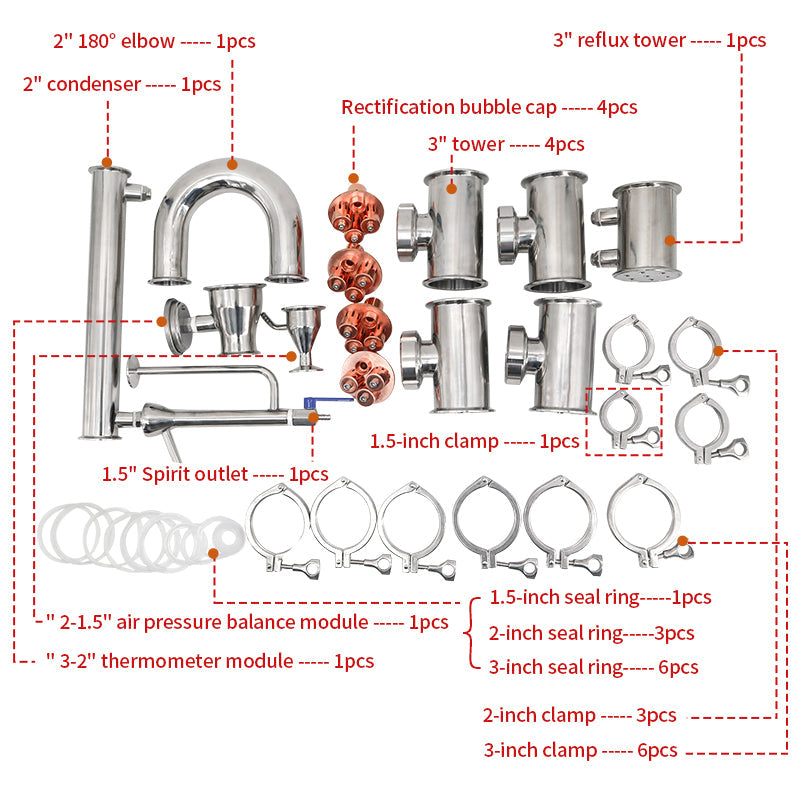 2/3/4 inch Stainless steel Column Kit - Hooloo Distilling Equipment Supply