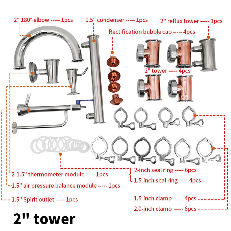 2/3/4 inch Copper Column Kit - Hooloo Distilling Equipment Supply