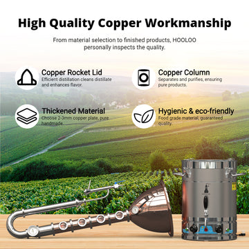 HOOLOO 110V Electric Alcohol Still 13.7Gal/52L Home Brew Kit with Copper Top, Copper Column,for DIY Brandy, Whisky, Rum, Distilled Water Wine Making SKit(RST-65)…