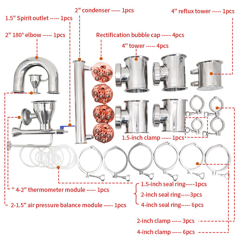 2/3/4 inch Stainless steel Column Kit - Hooloo Distilling Equipment Supply