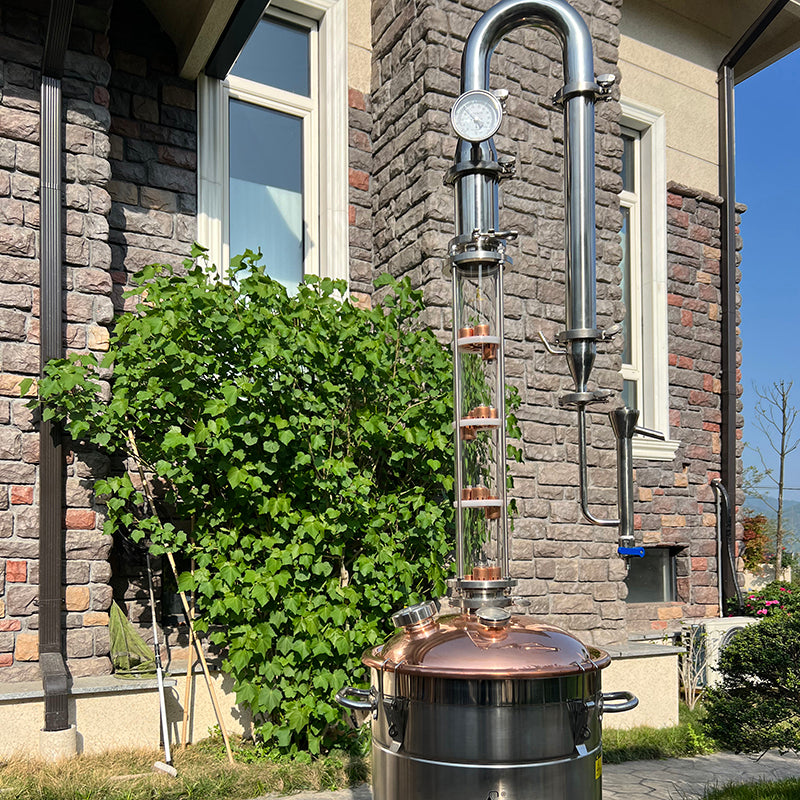 Hooloo 65L Glass Column Copper Lid Distiller(CT65Cu) - Hooloo Distilling Equipment Supply