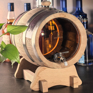 5L European White Oak Barrel - Glass Perspective