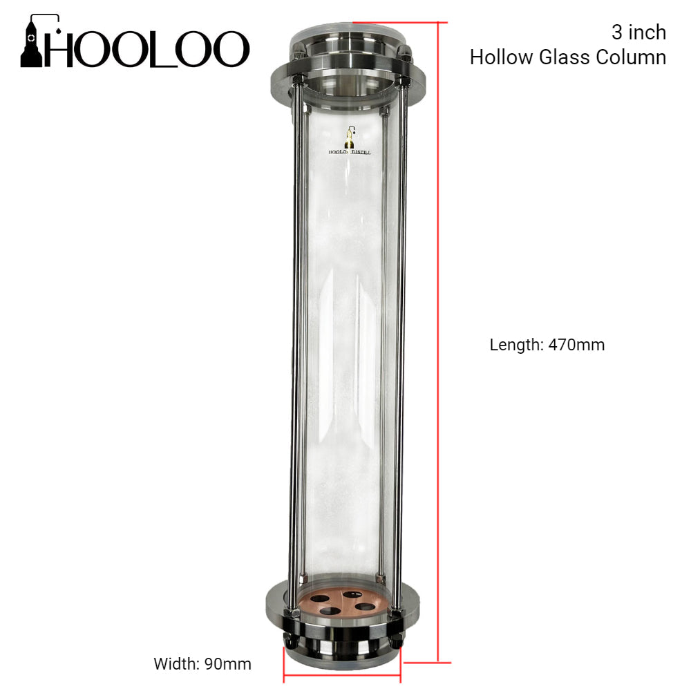 HOOLOO Hollow Glass Distillation Column (2”/3”) - Hooloo Distilling Equipment Supply
