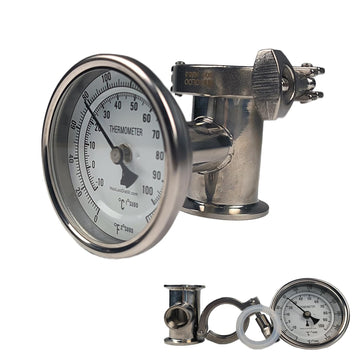 HOOLOO Thermometer Module 1/2 Brewing Dial Thermometer 1.5" Quick Installation Interface 3" Large Dial Thermometer for Column Still(0-220ºF / -10-100ºC)