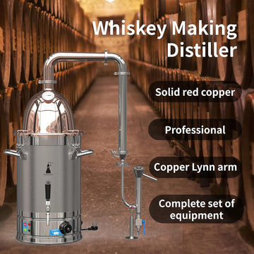 HOOLOO Alcohol Distiller Still for Home Use Kit 304 Stainless Steel Whiskey Making Kit with Thermometer Whiskey Brandy Vodka 6.3Gal (24L) (RT-30) (6.3Gal/24Litres-Rocket Lid-110V)