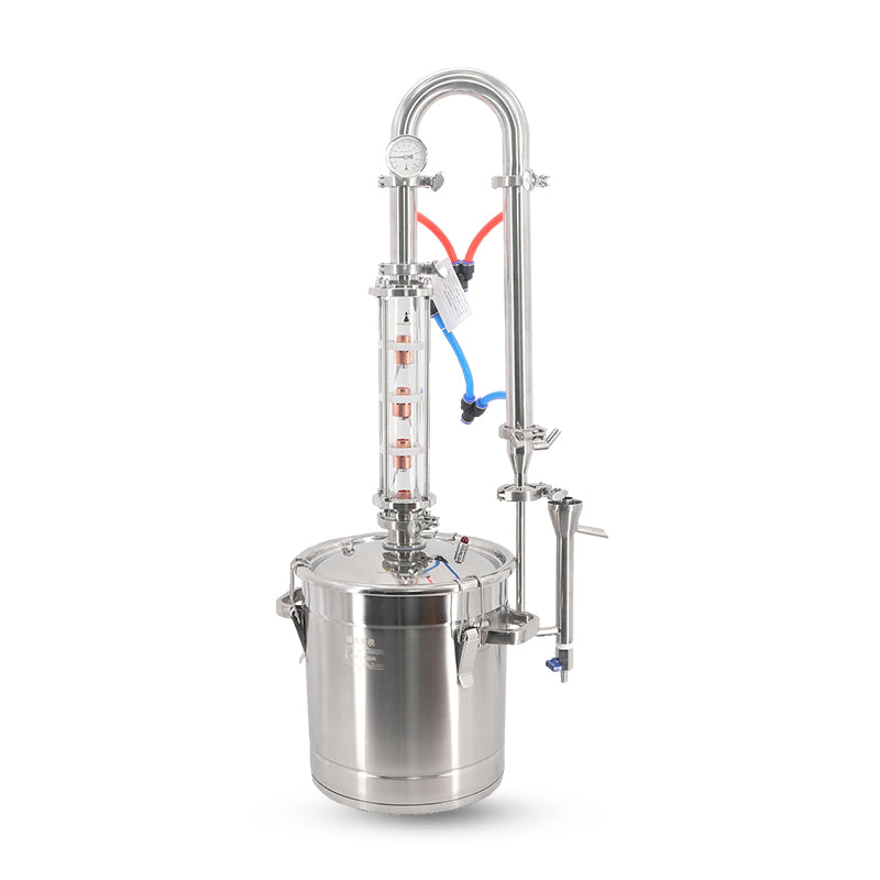 22L glass column stainless steel lid direct fire still - Hooloo Distilling Equipment Supply