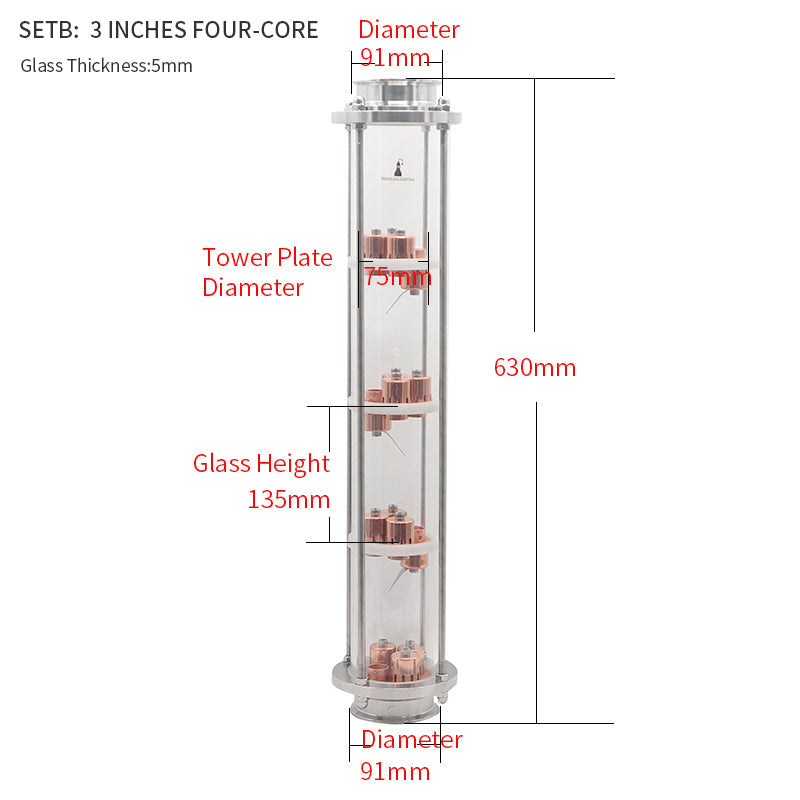 Borosilicate glass distillation column(2‘’/3''/4'') - Hooloo Distilling Equipment Supply