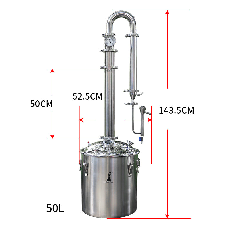 HOOLOO New 50L/65L Home Brewing Distiller Stainless Steel Distillation Tower - Hooloo Distilling Equipment Supply