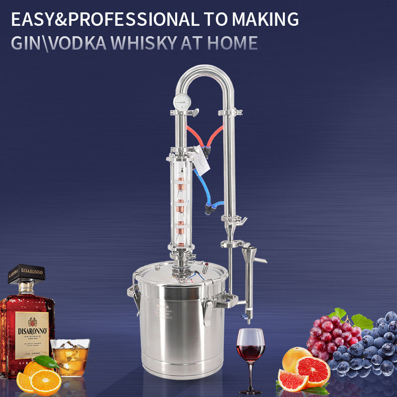 22L glass column stainless steel lid direct fire still - Hooloo Distilling Equipment Supply