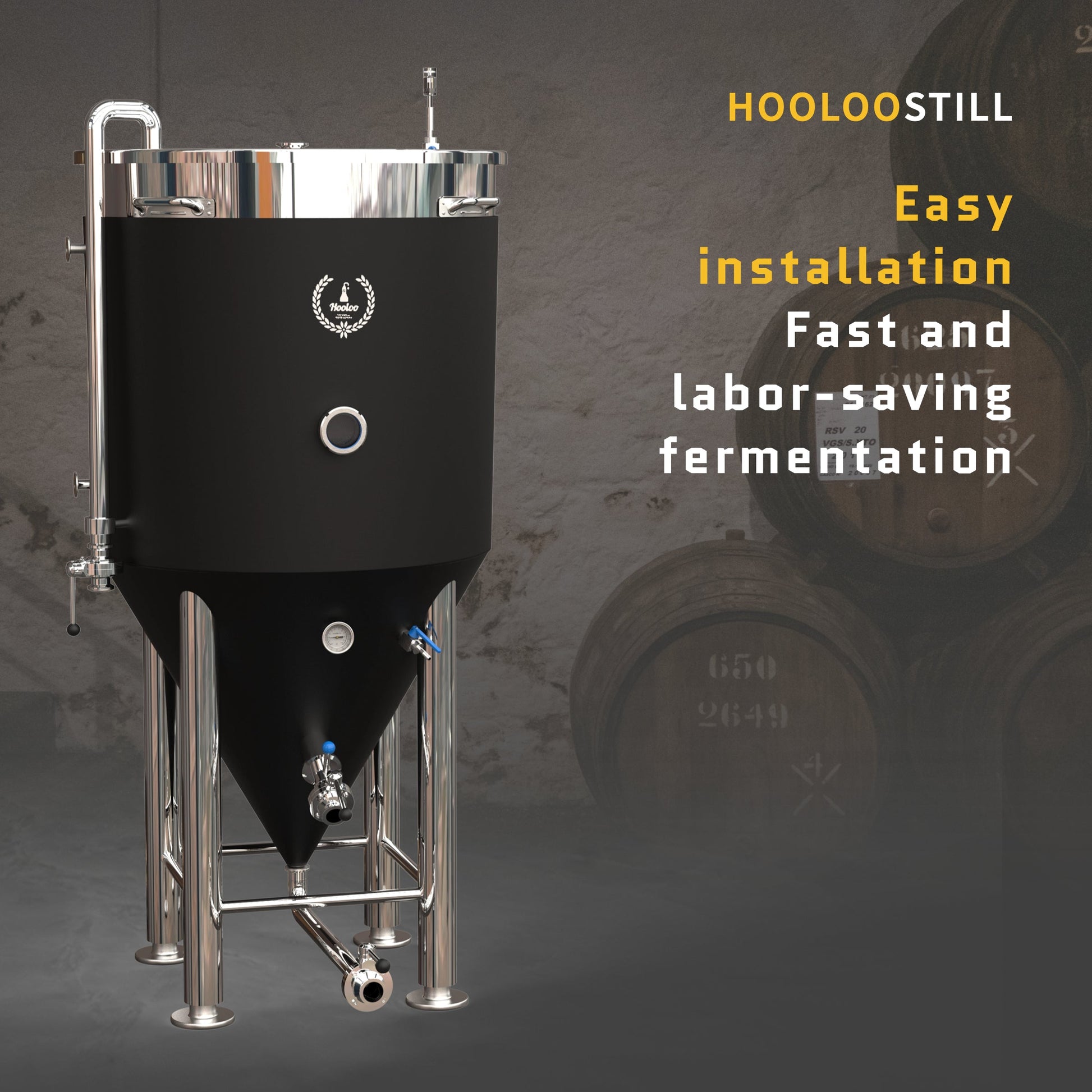 500L /130Gal Single Layer Fermenter Brewing Equipment Fermentor - Hooloo Distilling Equipment Supply