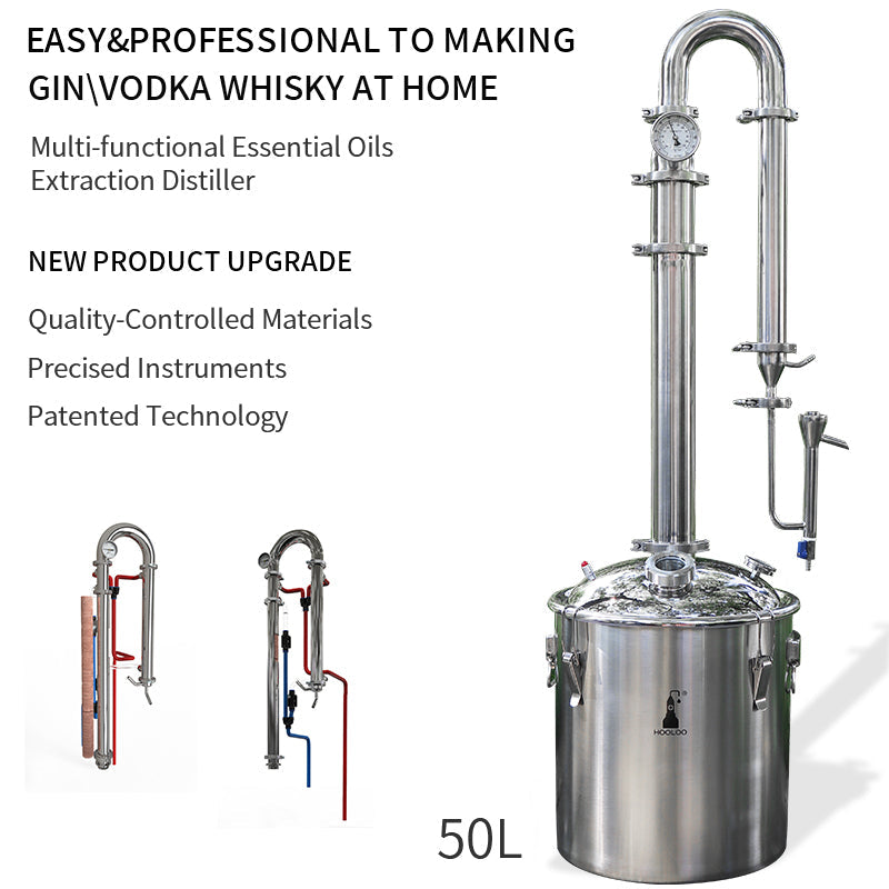 HOOLOO New 50L/65L Home Brewing Distiller Stainless Steel Distillation Tower - Hooloo Distilling Equipment Supply