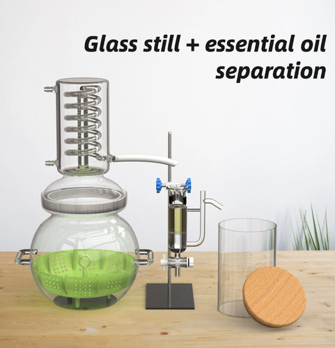 HOOLOO 0.9Gal/3.5L Essential Oil Distillation Apparatus Lab Glassware Distillation Kit with Essential Oil Separator Hydrosol extraction machine water distiller