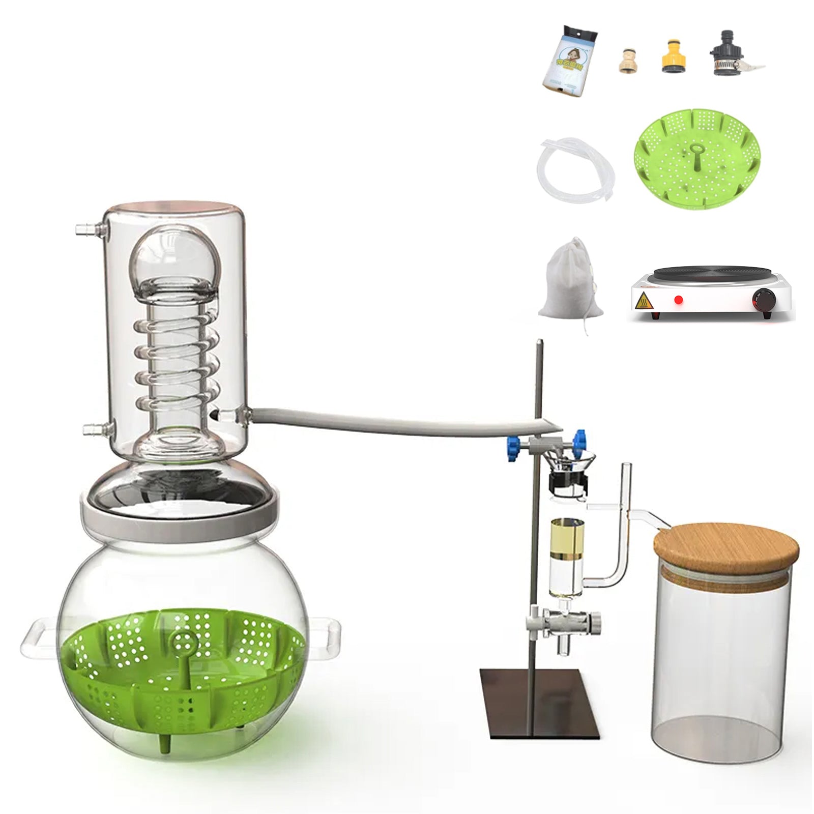 HOOLOO 0.9Gal/3.5L Essential Oil Distillation Apparatus Lab Glassware