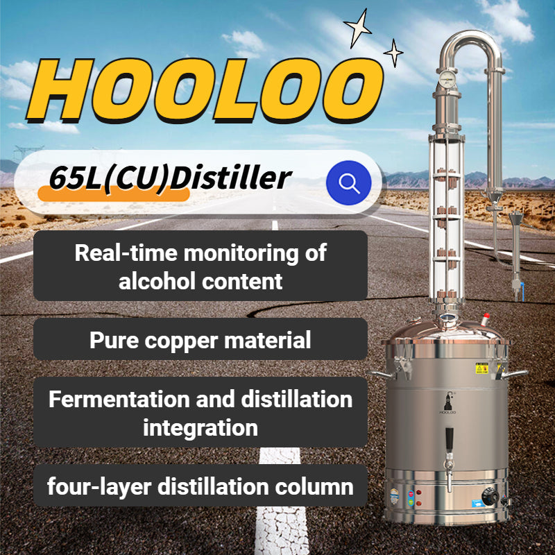 Hooloo 65L Glass Column Copper Lid Distiller（CT65Cu） - Hooloo Distilling Equipment Supply