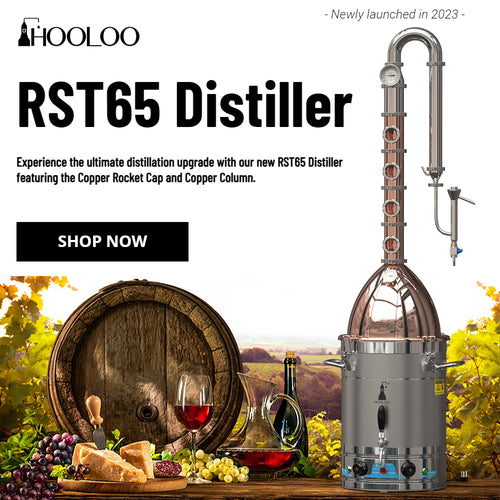 HOOLOO 110V Electric Alcohol Still 13.7Gal/52L Home Brew Kit with Copper Top, Copper Column,for DIY Brandy, Whisky, Rum, Distilled Water Wine Making SKit(RST-65)…