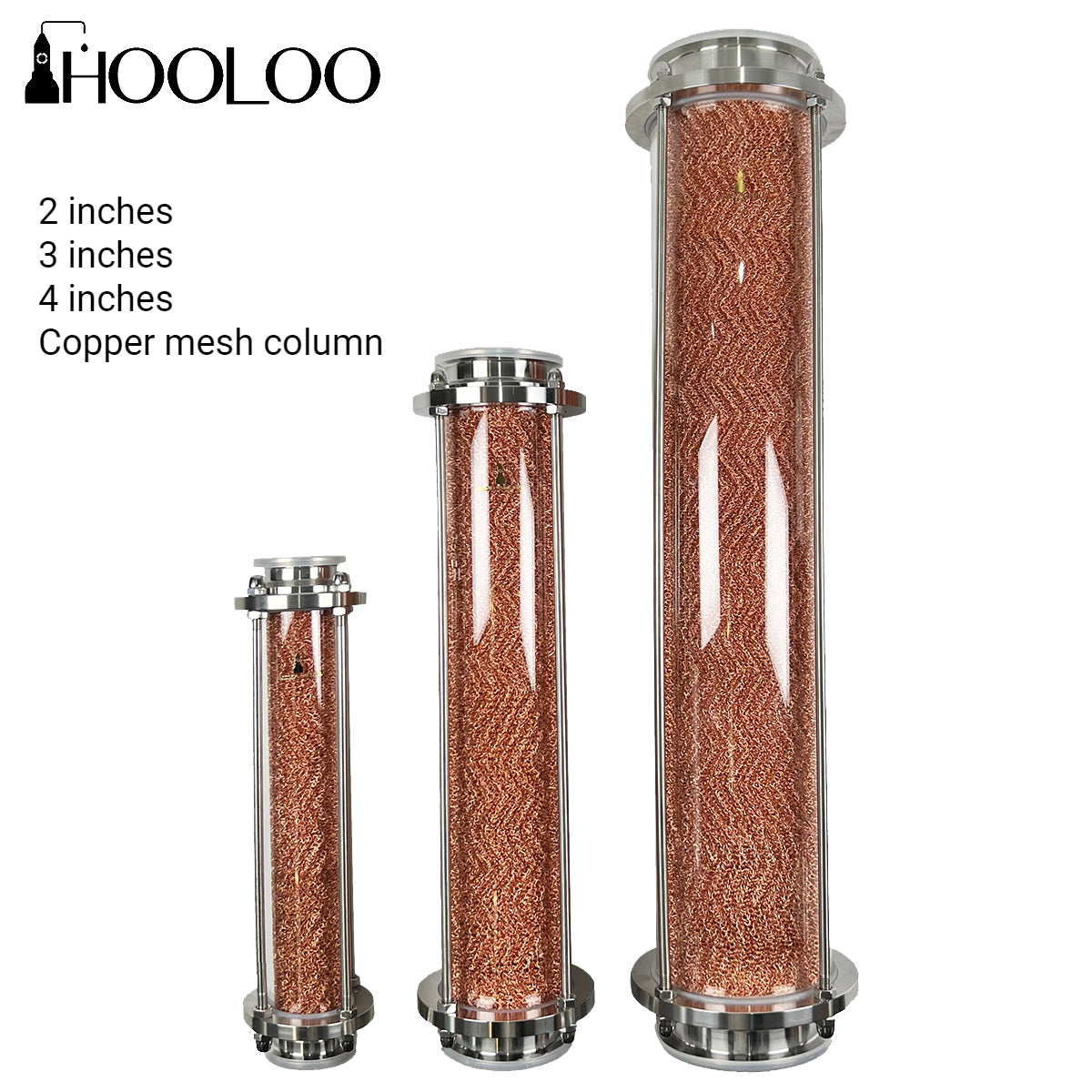 HOOLOO Copper Mesh Glass Distillation Column (2”/3”/4”) - Hooloo Distilling Equipment Supply
