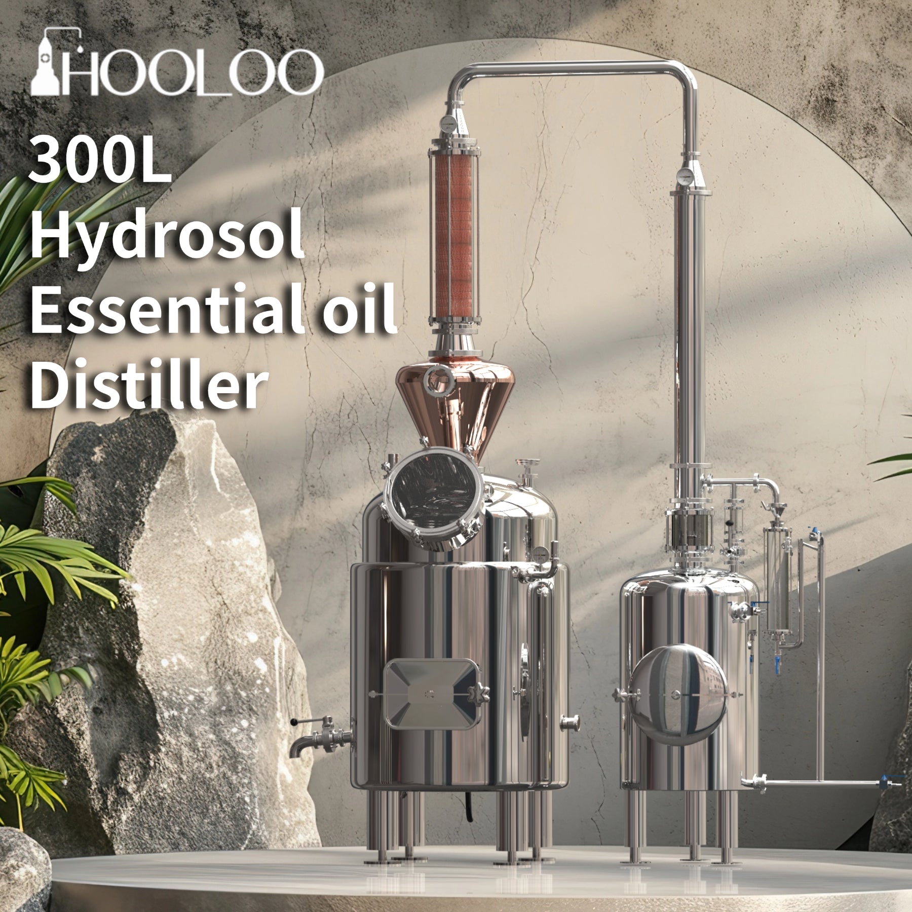 300L Copper Mesh Glass Column Hydrosol/Essential Oil Distiller (CT300)