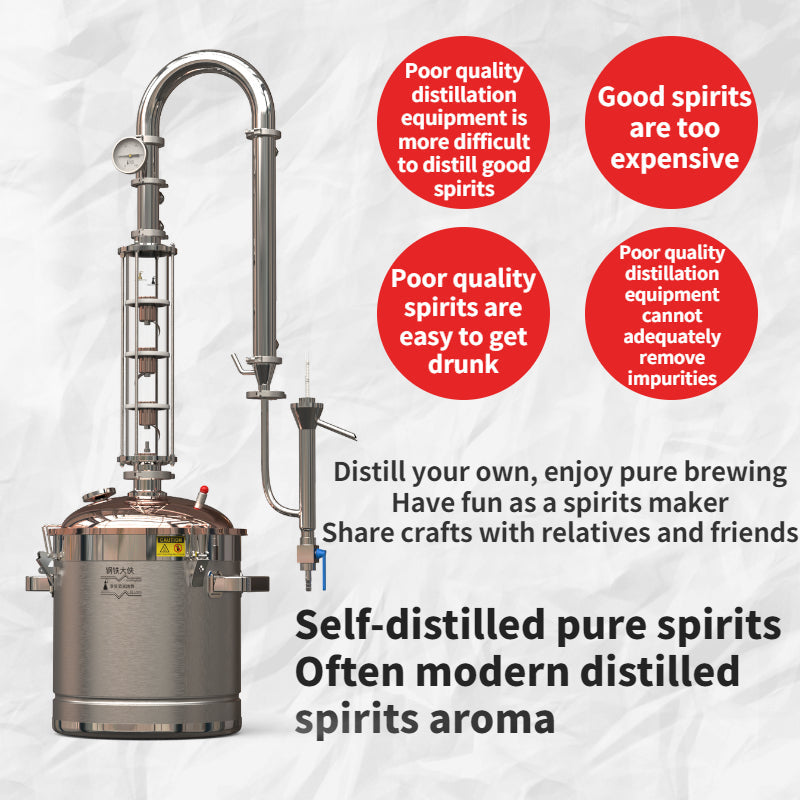 22L/50L Copper Lid Glass Column Distiller(CT22/50 Cu) - Hooloo Distilling Equipment Supply