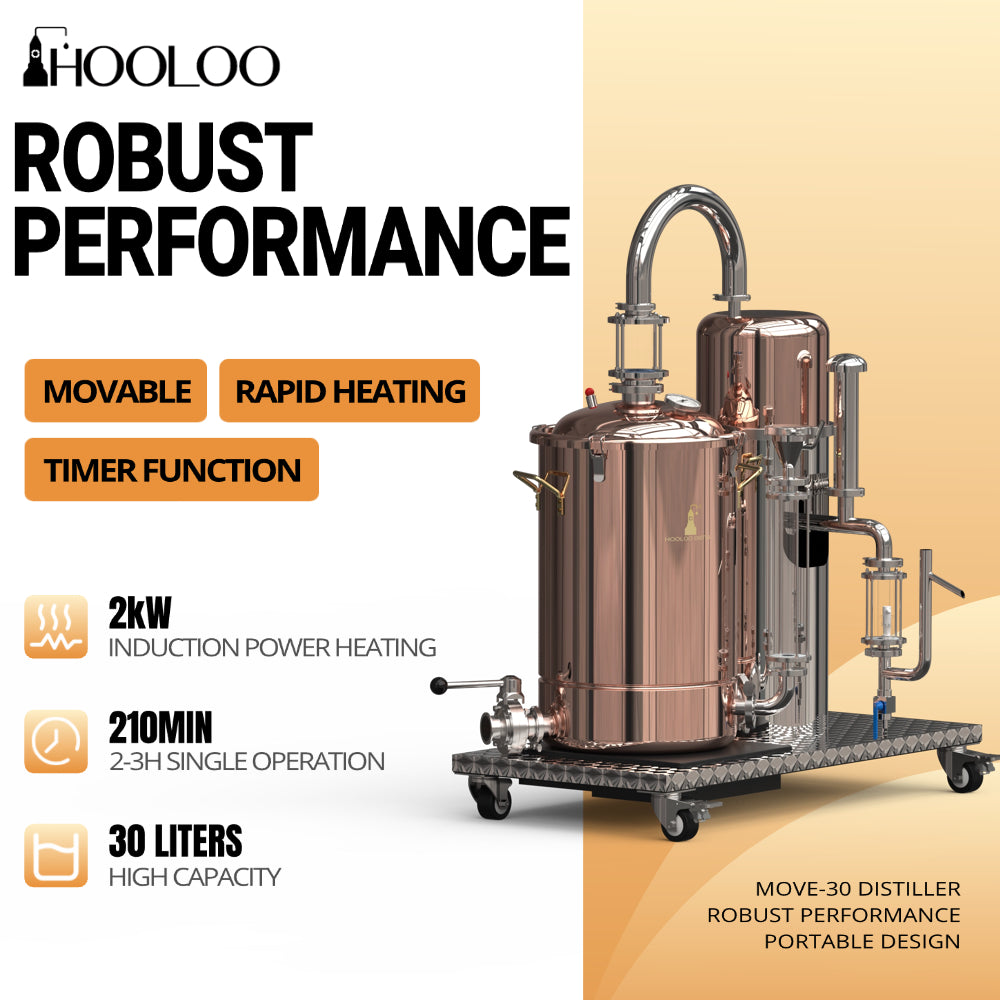 MOVE-30 Detachable Essential Oil Still, Copper Essential Oil Still, for Steam Distilled Essential Oil Making and Extraction