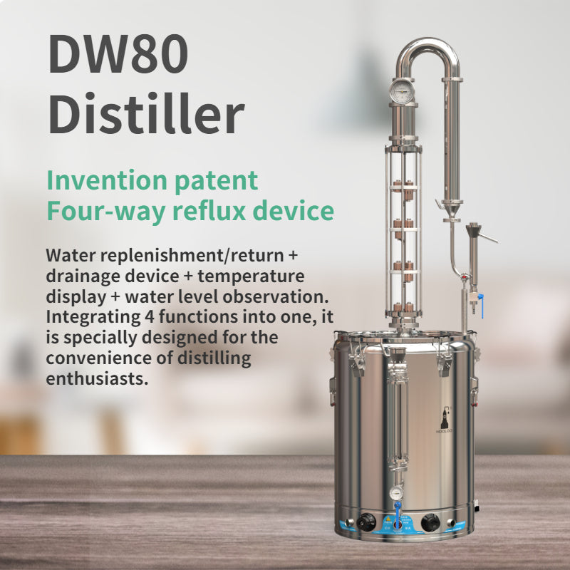 80L Glass Column Stainless Steel Distiller(DW80) - Hooloo Distilling Equipment Supply