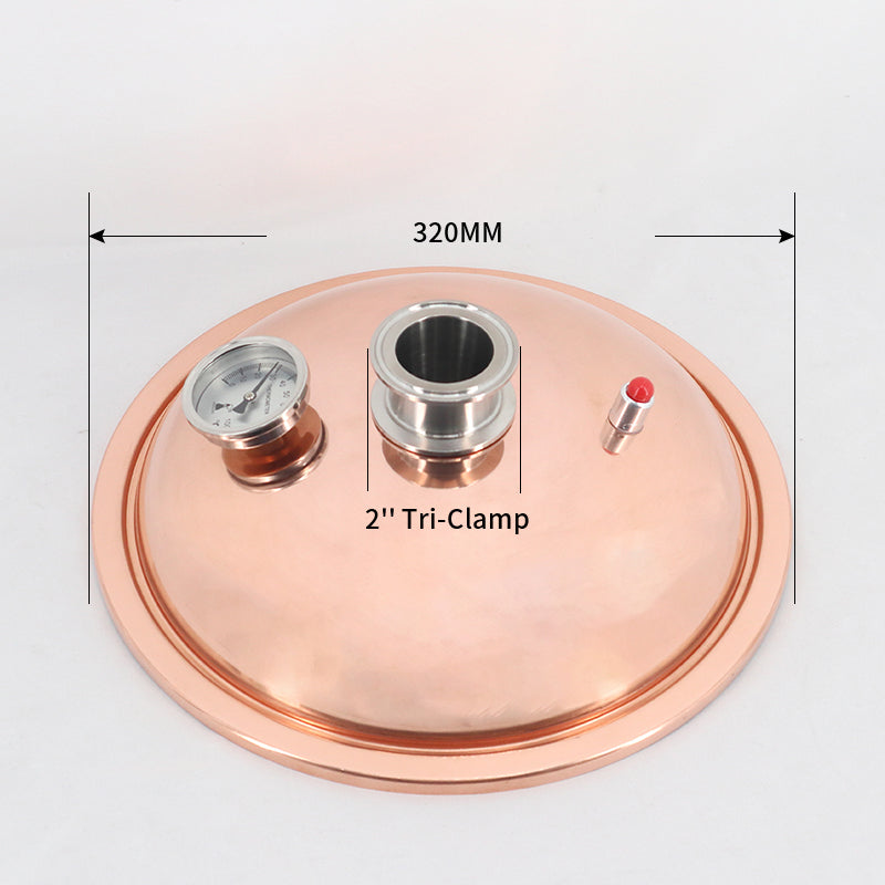 φ325mm-2 inch Tri-Clamp(For 20/22/25/30L Pot) Distiller Copper Lid/Cover - Hooloo Distilling Equipment Supply