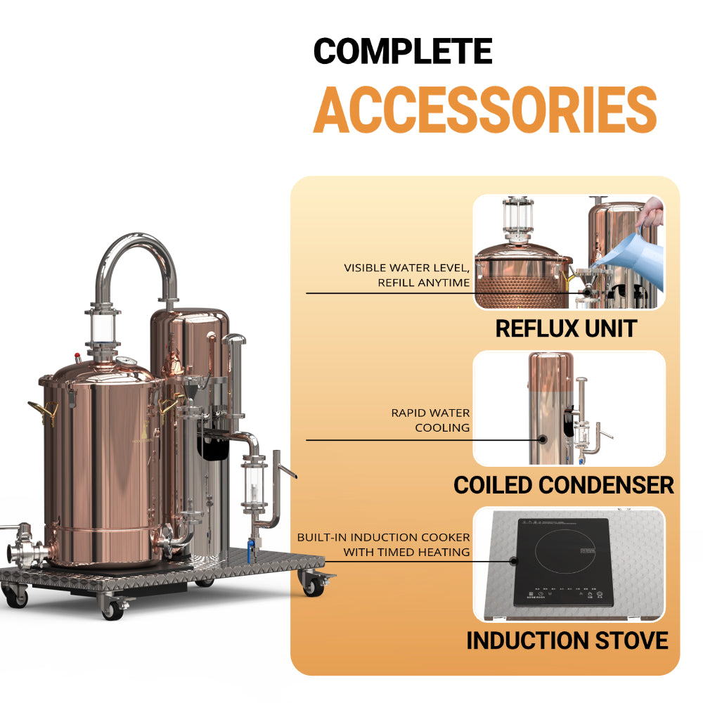 MOVE-30 Detachable Essential Oil Still, Copper Essential Oil Still, for Steam Distilled Essential Oil Making and Extraction