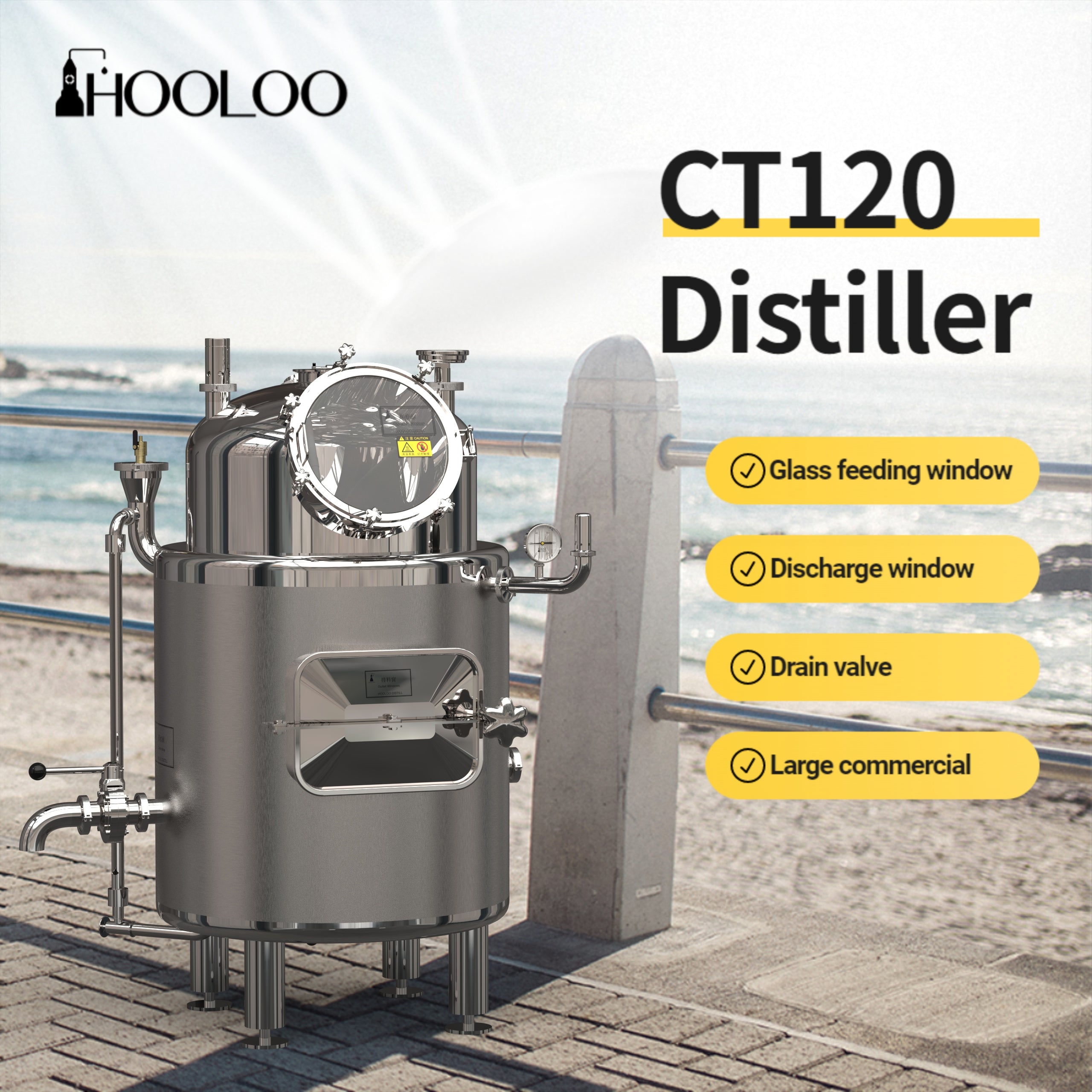 CT/CS120 Water Bath Jacketed Distiller（FOB price） - Hooloo Distilling Equipment Supply