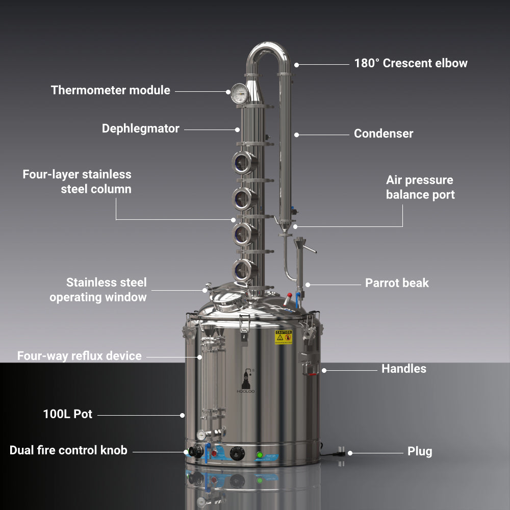 HOOLOO DW100-ST/CS/CU Distiller - Hooloo Distilling Equipment Supply