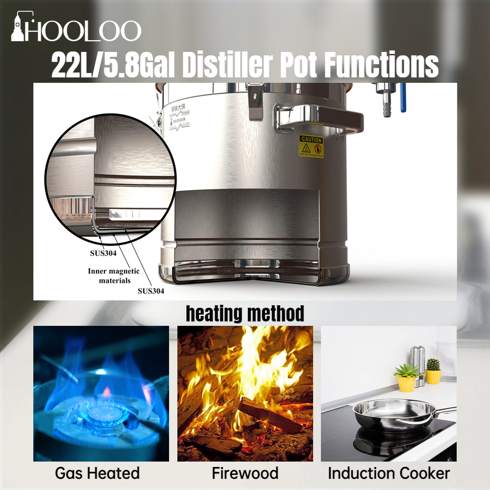 HOOLOO DY22 Home Distiller  Stainless Steel  Direct Fire Heating Copper Distillation Column - Hooloo Distilling Equipment Supply