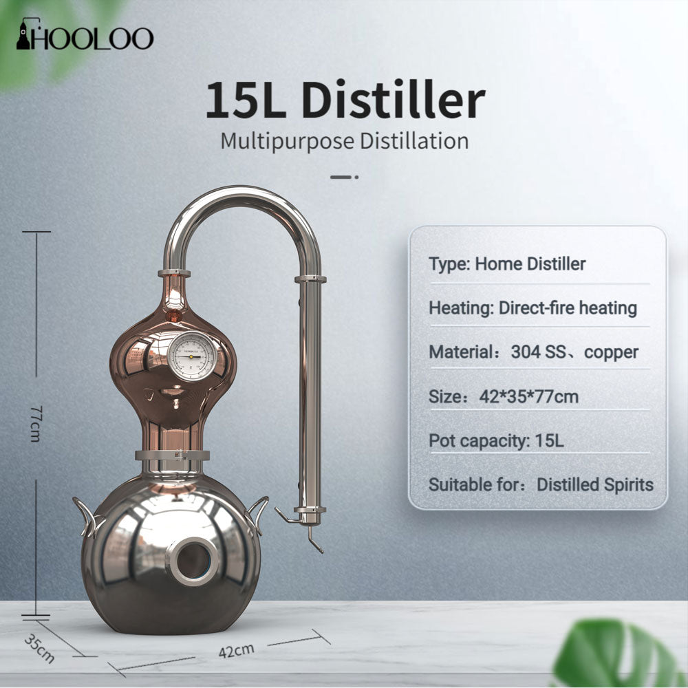 15L Popular Free Shipping Patented Copper Pot Still for Home Lab (D15) - Hooloo Distilling Equipment Supply