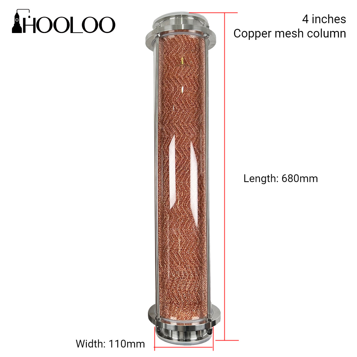 HOOLOO Copper Mesh Glass Distillation Column (2”/3”/4”) - Hooloo Distilling Equipment Supply