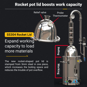 Hooloo Alcohol Distiller Still Whiskey Brandy Vodka 6.3Gal (24L) (SV-30-110V)