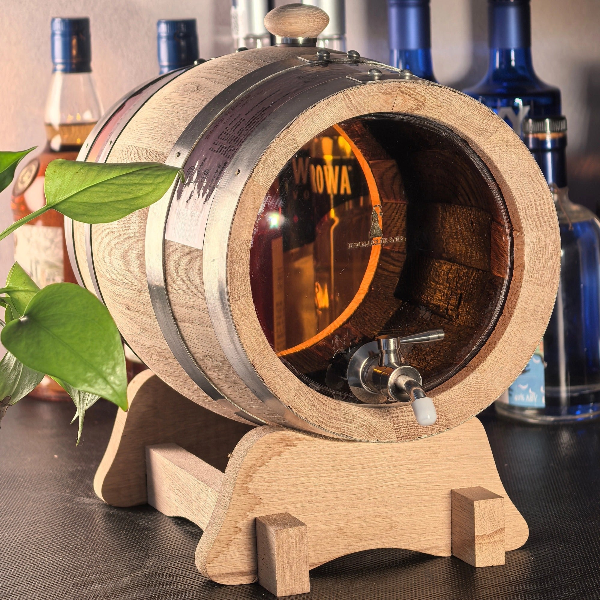 5L European White Oak Barrel - Glass Perspective