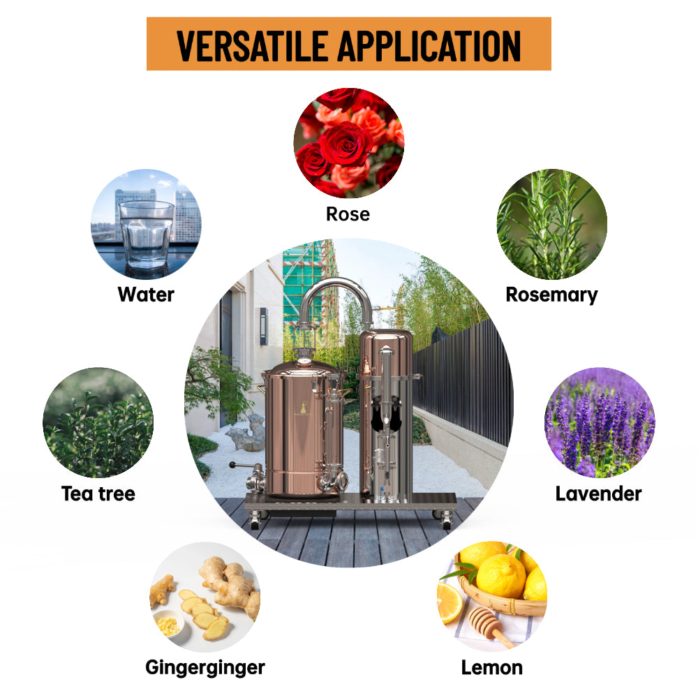 MOVE-30 Detachable Essential Oil Still, Copper Essential Oil Still, for Steam Distilled Essential Oil Making and Extraction