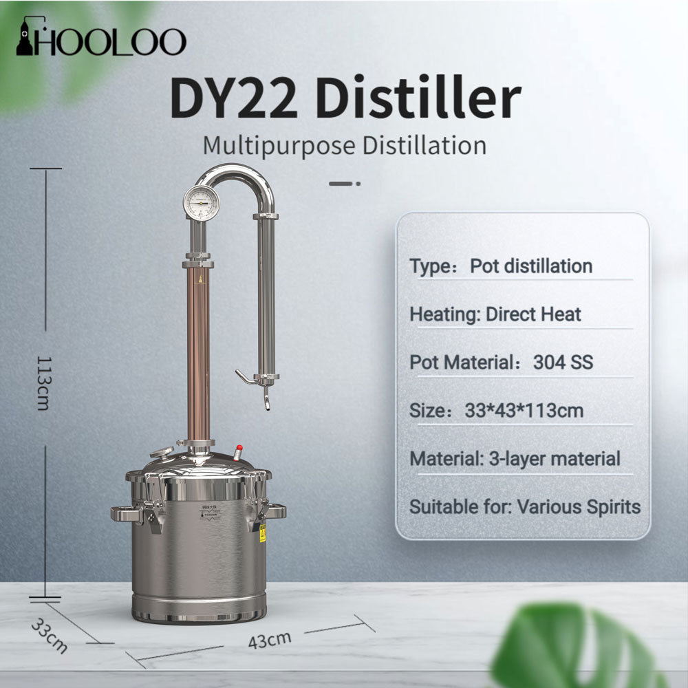 HOOLOO DY22 Home Distiller  Stainless Steel  Direct Fire Heating Copper Distillation Column - Hooloo Distilling Equipment Supply