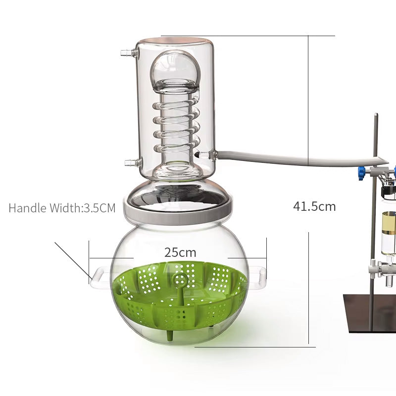 HOOLOO 0.9Gal/3.5L Essential Oil Distillation Apparatus Lab Glassware Distillation Kit with Essential Oil Separator Hydrosol extraction machine water distiller