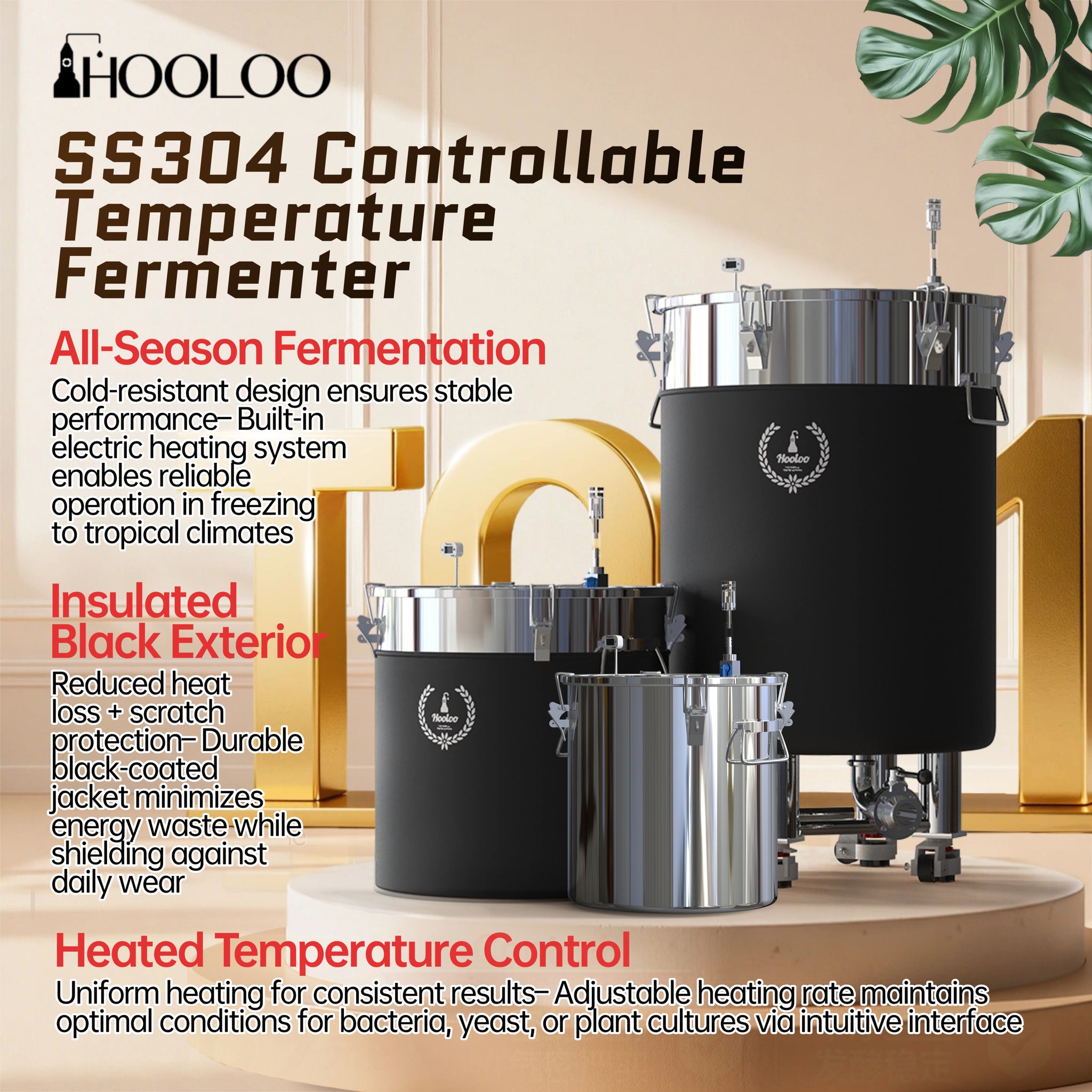 21L(5.6Gal)/50L(13.2Gal)/72L(19Gal) Stainless steel fermentation tank