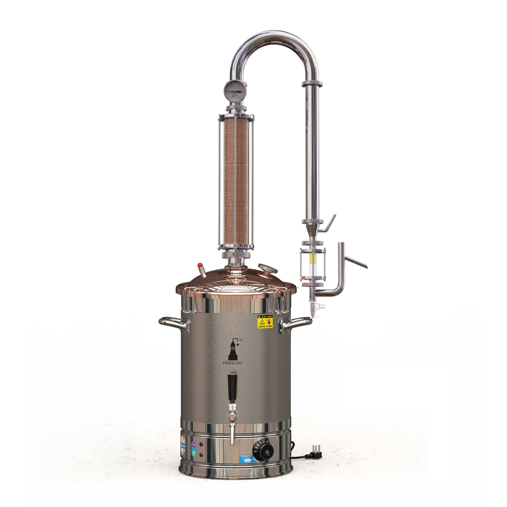 20L/30L/65L Copper Mesh Glass Column Essential Oil Extraction Distiller - Hooloo Distilling Equipment Supply