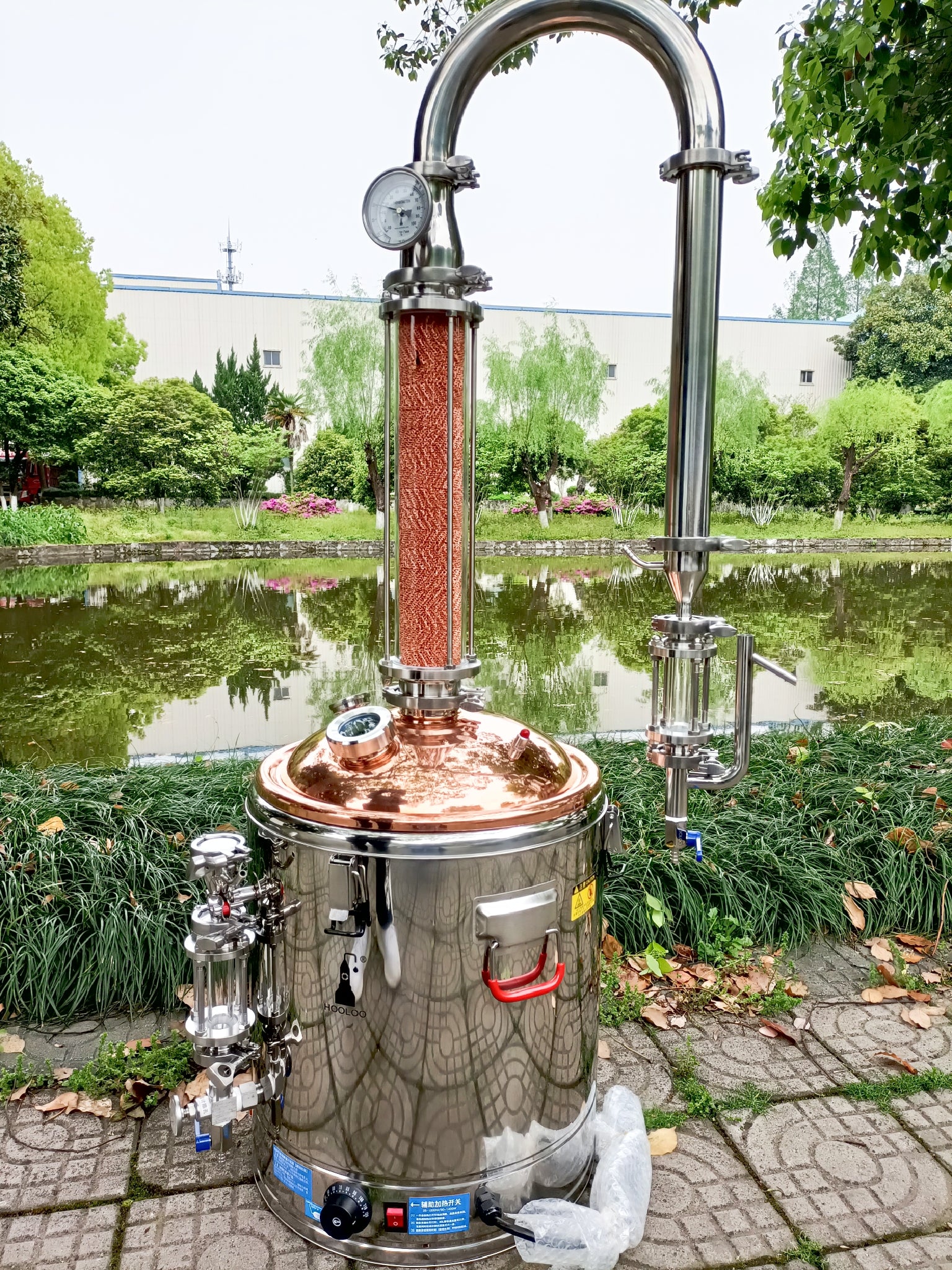 DW 50 still of stainless steel column/ glass column