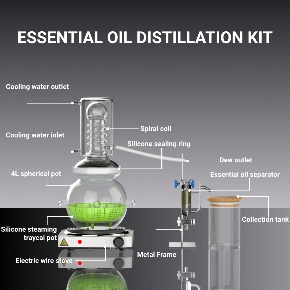 Hydro Distilation Machine HOOLOO 0.9Gal/3.5L Essential Oil Distillation Apparatus Lab Glassware