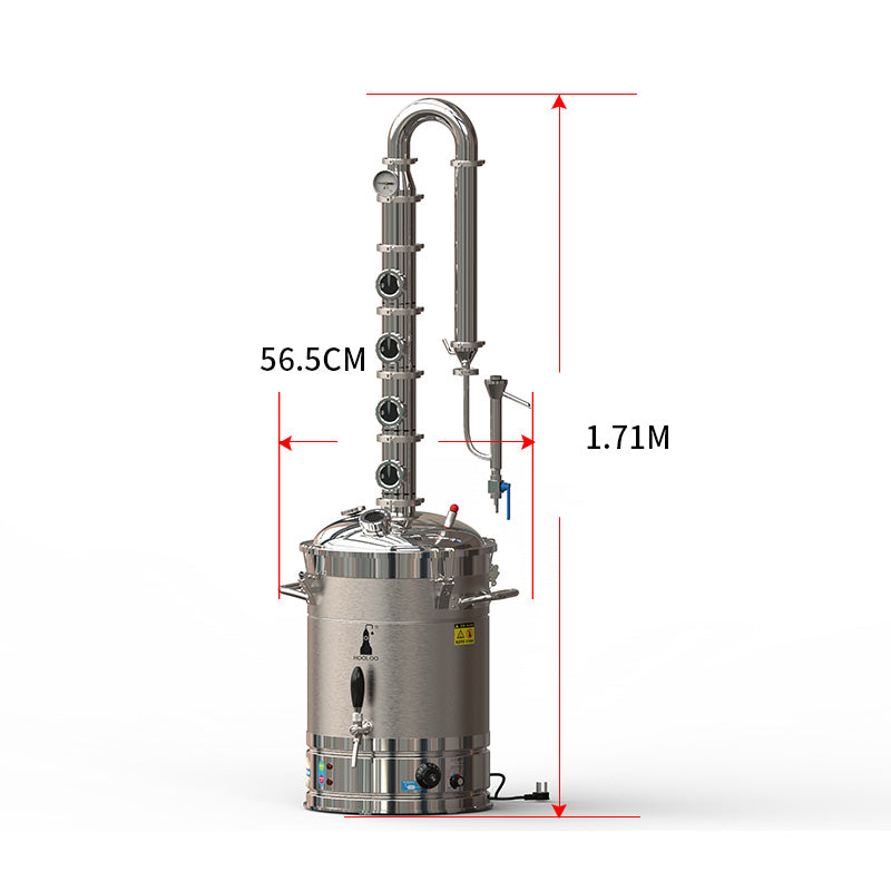 Hooloo 65L Stainless Steel Column Stainless Steel Lid Electric Heating Distiller